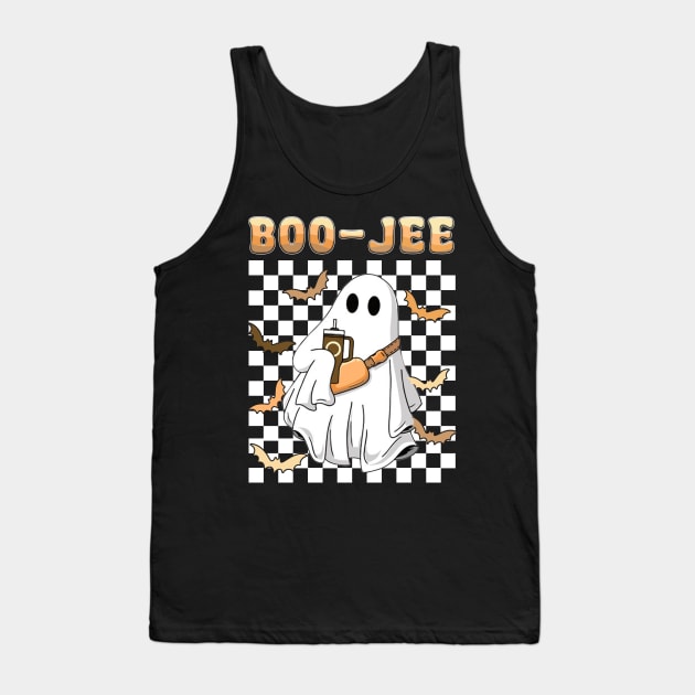 Spooky Season Cute Ghost Halloween Costume Boujee Boo-Jee Tank Top by JennyArtist